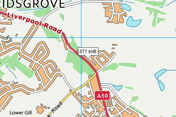 ST7 4HB map - OS VectorMap District (Ordnance Survey)