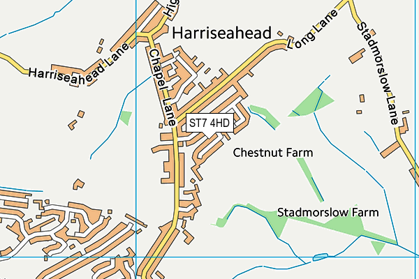 ST7 4HD map - OS VectorMap District (Ordnance Survey)