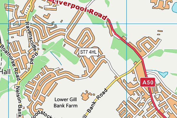 ST7 4HL map - OS VectorMap District (Ordnance Survey)