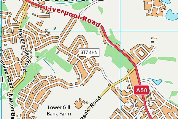 ST7 4HN map - OS VectorMap District (Ordnance Survey)