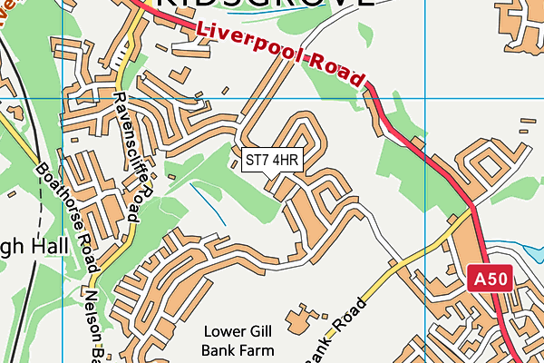 ST7 4HR map - OS VectorMap District (Ordnance Survey)