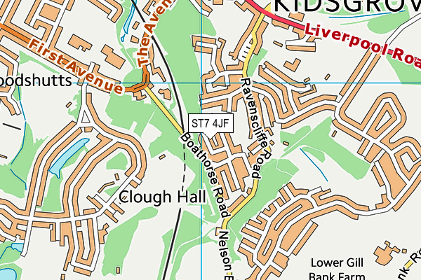 ST7 4JF map - OS VectorMap District (Ordnance Survey)