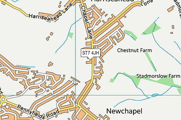 ST7 4JH map - OS VectorMap District (Ordnance Survey)