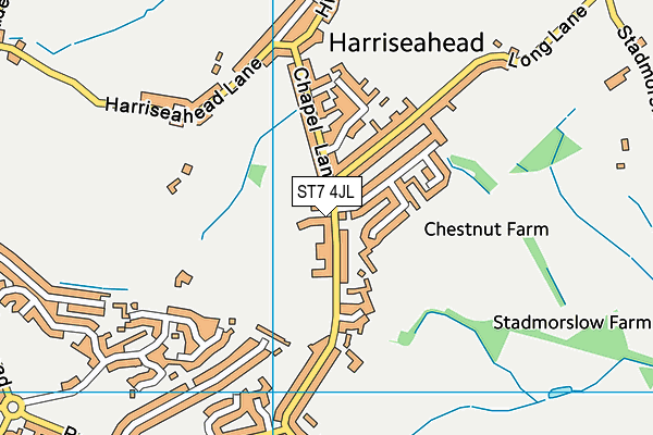 ST7 4JL map - OS VectorMap District (Ordnance Survey)