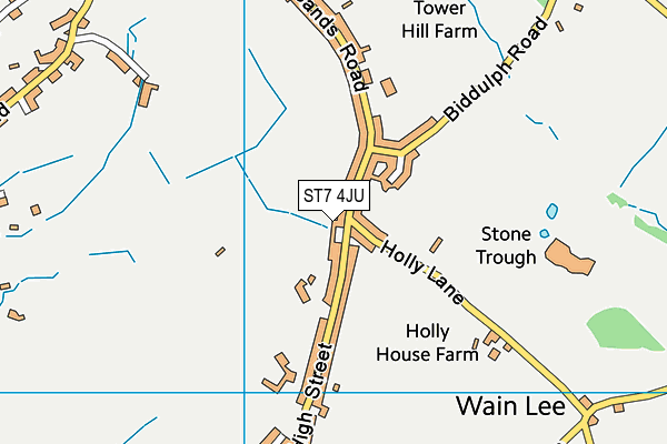 ST7 4JU map - OS VectorMap District (Ordnance Survey)