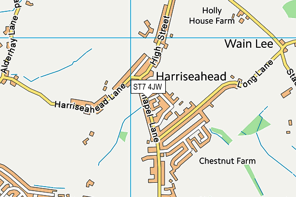ST7 4JW map - OS VectorMap District (Ordnance Survey)