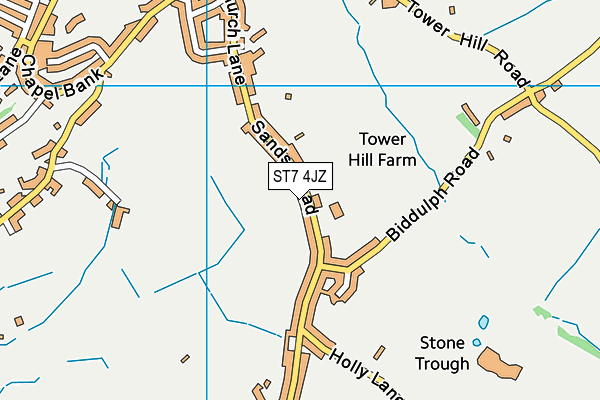 ST7 4JZ map - OS VectorMap District (Ordnance Survey)