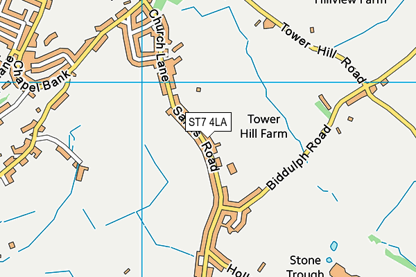 ST7 4LA map - OS VectorMap District (Ordnance Survey)