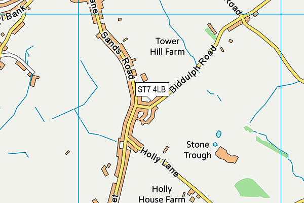 ST7 4LB map - OS VectorMap District (Ordnance Survey)