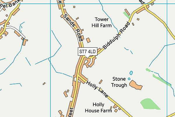 ST7 4LD map - OS VectorMap District (Ordnance Survey)