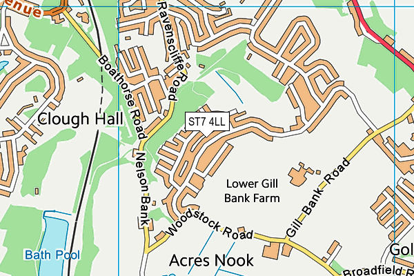 ST7 4LL map - OS VectorMap District (Ordnance Survey)