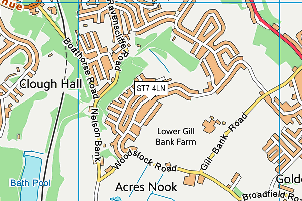 ST7 4LN map - OS VectorMap District (Ordnance Survey)