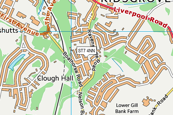 ST7 4NN map - OS VectorMap District (Ordnance Survey)