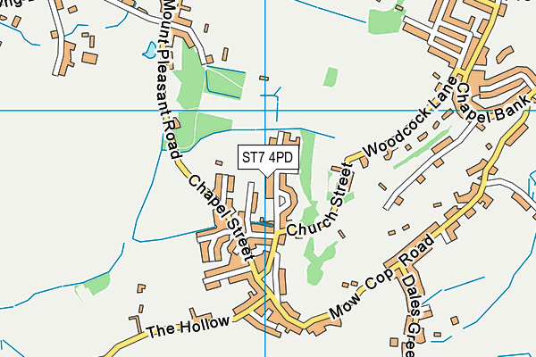 ST7 4PD map - OS VectorMap District (Ordnance Survey)