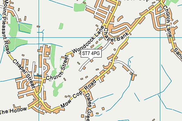 ST7 4PG map - OS VectorMap District (Ordnance Survey)