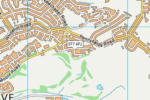 Birchenwood Playing Fields map (ST7 4PJ) - OS VectorMap District (Ordnance Survey)