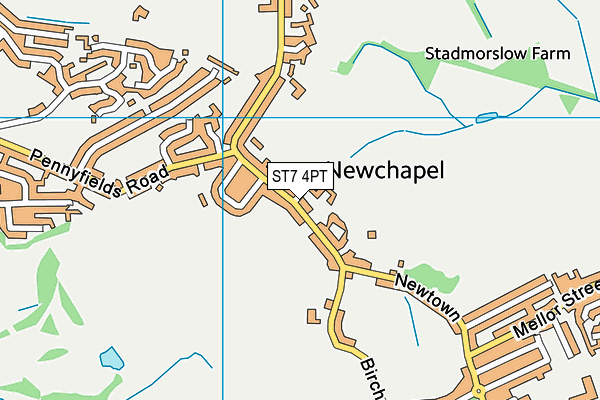 ST7 4PT map - OS VectorMap District (Ordnance Survey)