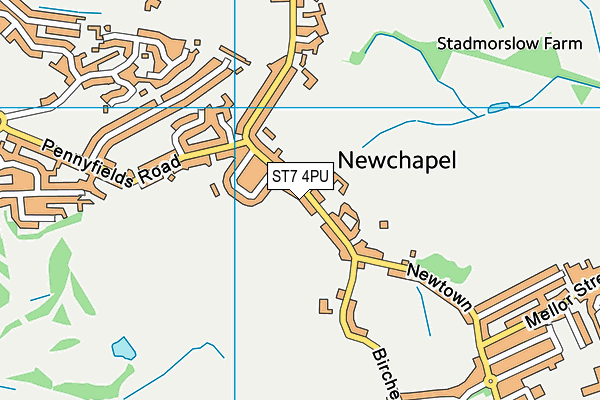 ST7 4PU map - OS VectorMap District (Ordnance Survey)