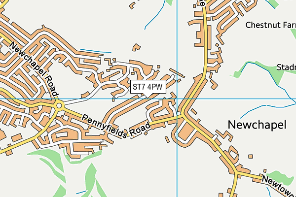 ST7 4PW map - OS VectorMap District (Ordnance Survey)