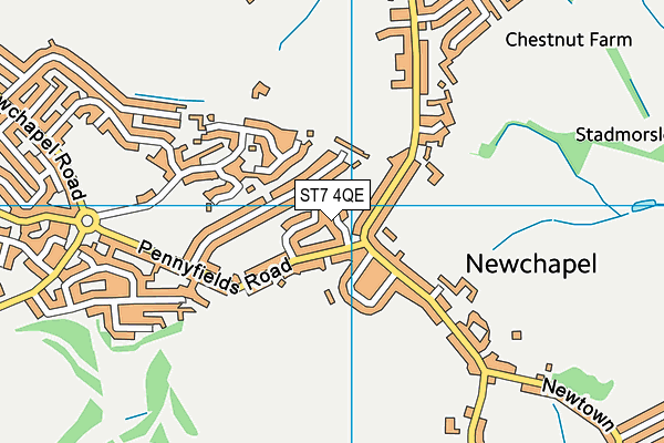 ST7 4QE map - OS VectorMap District (Ordnance Survey)