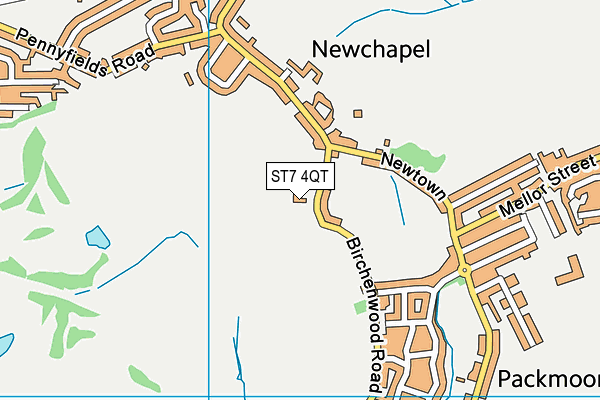 ST7 4QT map - OS VectorMap District (Ordnance Survey)