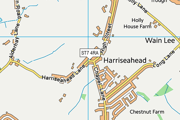 ST7 4RA map - OS VectorMap District (Ordnance Survey)