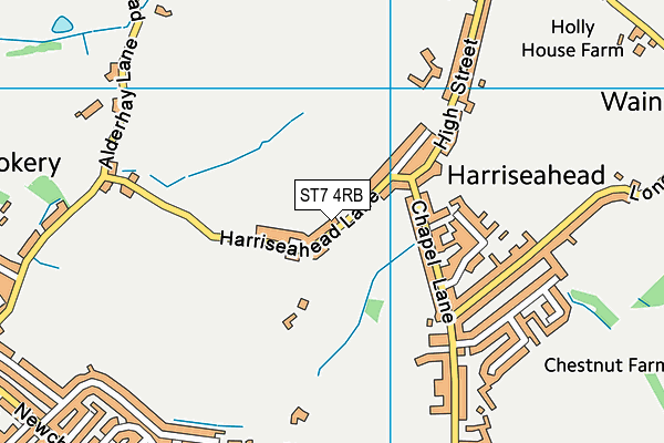 ST7 4RB map - OS VectorMap District (Ordnance Survey)