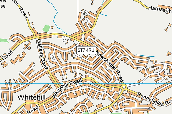 ST7 4RU map - OS VectorMap District (Ordnance Survey)