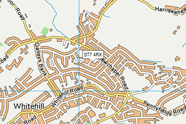 ST7 4RX map - OS VectorMap District (Ordnance Survey)