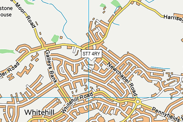 ST7 4RY map - OS VectorMap District (Ordnance Survey)