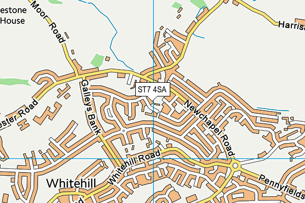 ST7 4SA map - OS VectorMap District (Ordnance Survey)