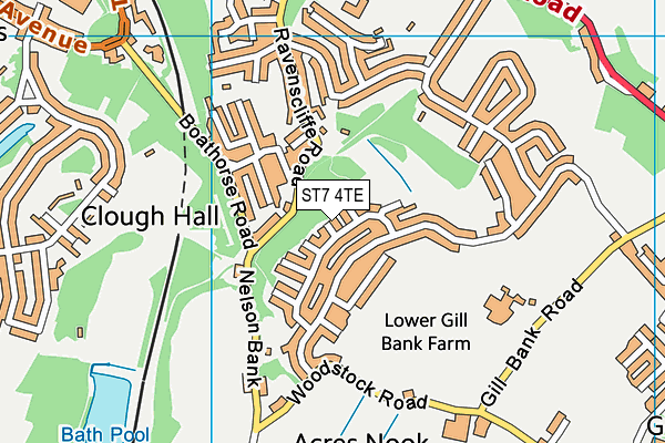 ST7 4TE map - OS VectorMap District (Ordnance Survey)