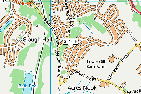 ST7 4TF map - OS VectorMap District (Ordnance Survey)