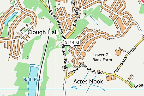 ST7 4TQ map - OS VectorMap District (Ordnance Survey)