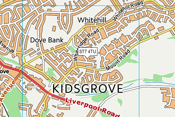 ST7 4TU map - OS VectorMap District (Ordnance Survey)