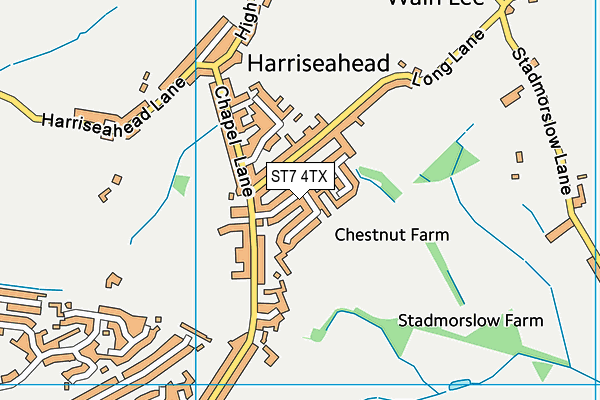 ST7 4TX map - OS VectorMap District (Ordnance Survey)