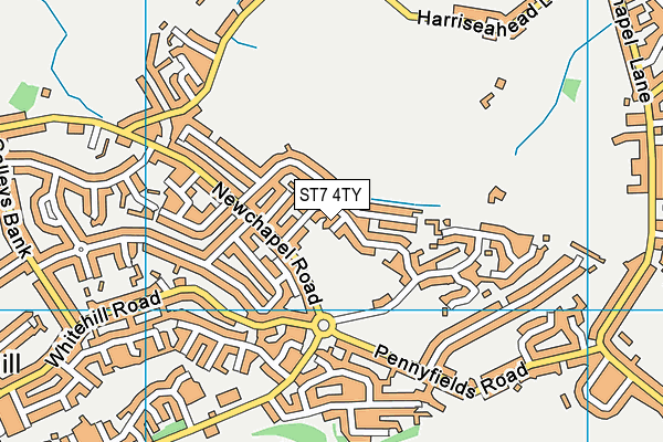 ST7 4TY map - OS VectorMap District (Ordnance Survey)