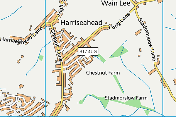 ST7 4UG map - OS VectorMap District (Ordnance Survey)