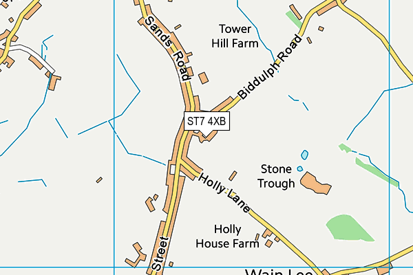 ST7 4XB map - OS VectorMap District (Ordnance Survey)