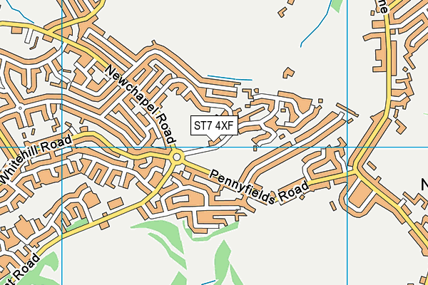 ST7 4XF map - OS VectorMap District (Ordnance Survey)