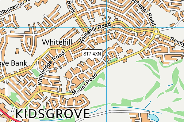 ST7 4XN map - OS VectorMap District (Ordnance Survey)