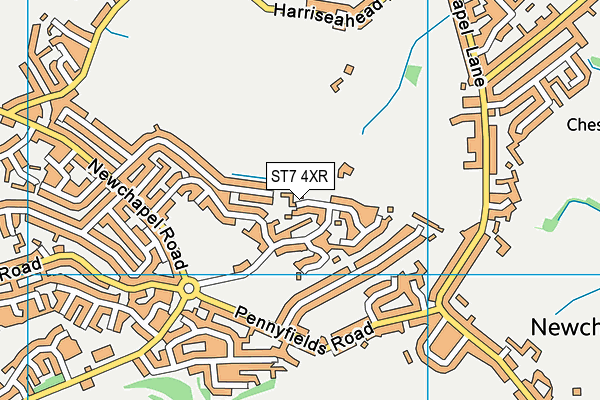 ST7 4XR map - OS VectorMap District (Ordnance Survey)
