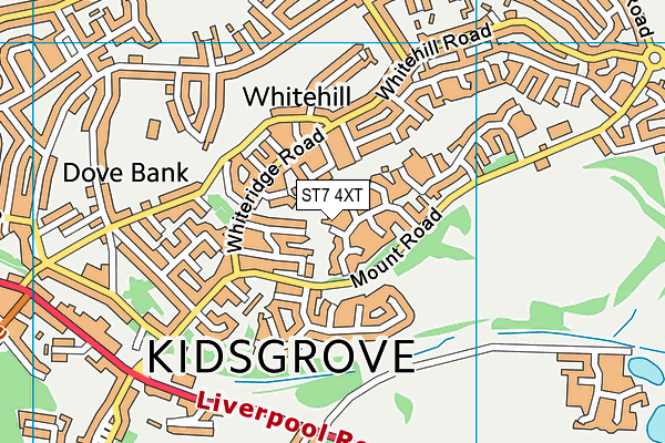 ST7 4XT map - OS VectorMap District (Ordnance Survey)