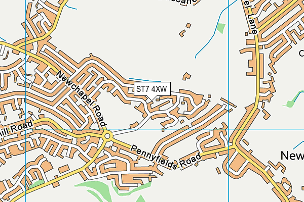 ST7 4XW map - OS VectorMap District (Ordnance Survey)