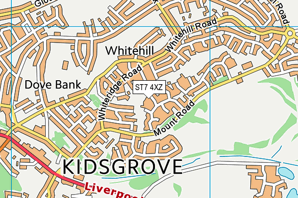 ST7 4XZ map - OS VectorMap District (Ordnance Survey)