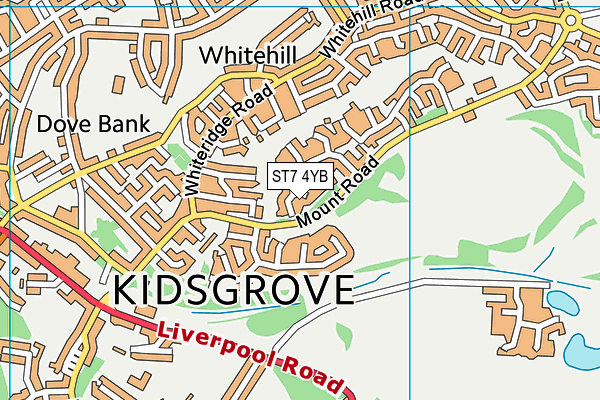 ST7 4YB map - OS VectorMap District (Ordnance Survey)