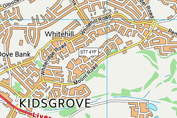 ST7 4YF map - OS VectorMap District (Ordnance Survey)