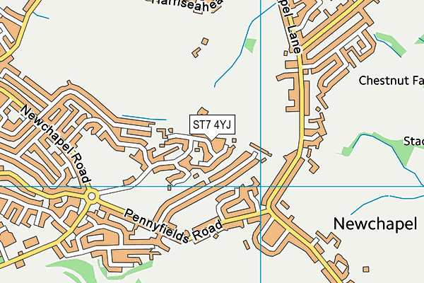 ST7 4YJ map - OS VectorMap District (Ordnance Survey)