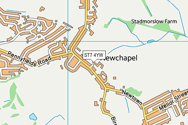 ST7 4YW map - OS VectorMap District (Ordnance Survey)