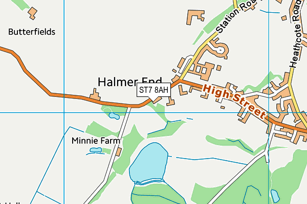 ST7 8AH map - OS VectorMap District (Ordnance Survey)